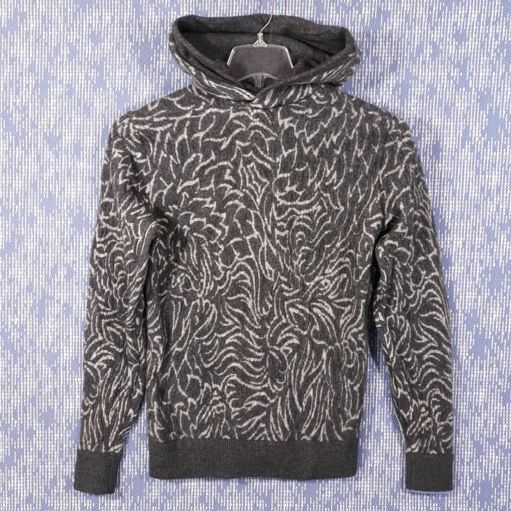 Greyson Wool Cashmere Hoodie Sweater Gray Pullover Mens Small